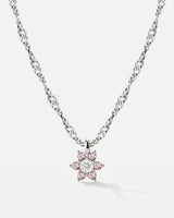 Sparkling Pink Petal Necklace Silver