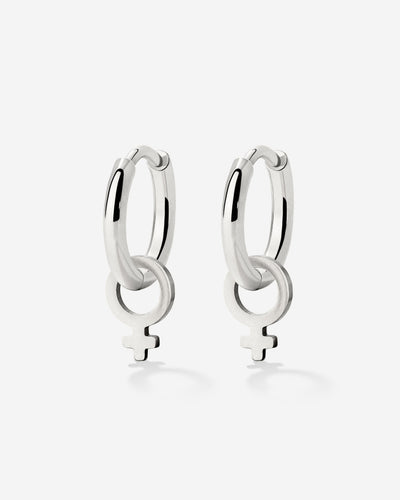 Female Icon Hoop Set Small Silver