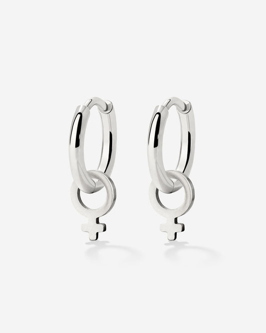 Female Icon Hoop Set Small Silver