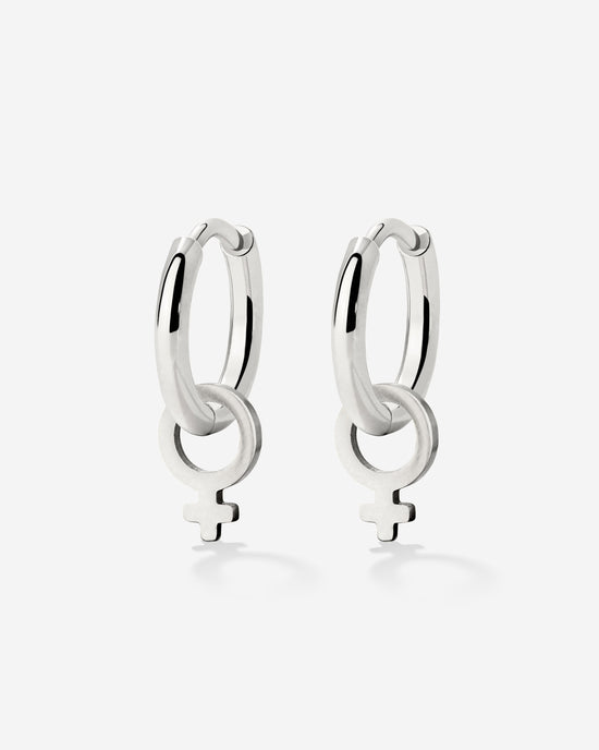 Female Icon Hoop Set Small Silver
