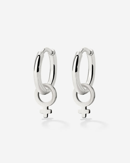 Female Icon Hoop Set Small Silver