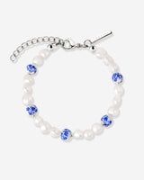 Flower Tile Pearl Bracelet Silver