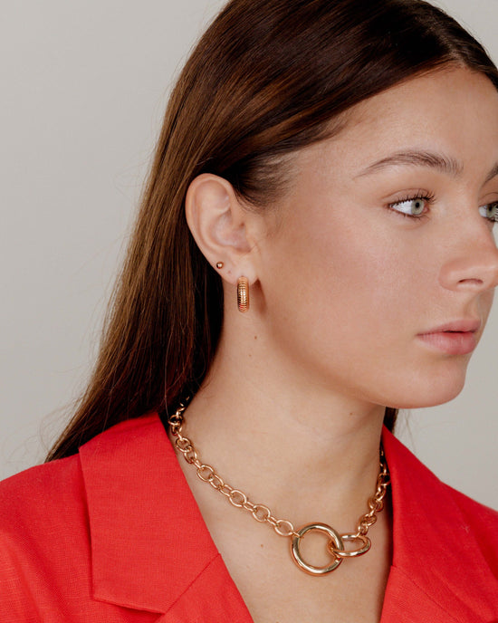 Spiral of Love Hoop Studs Small Rose Gold