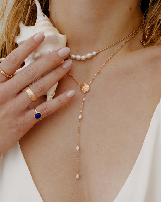 Ocean Lovers Y-Necklace Rose Gold