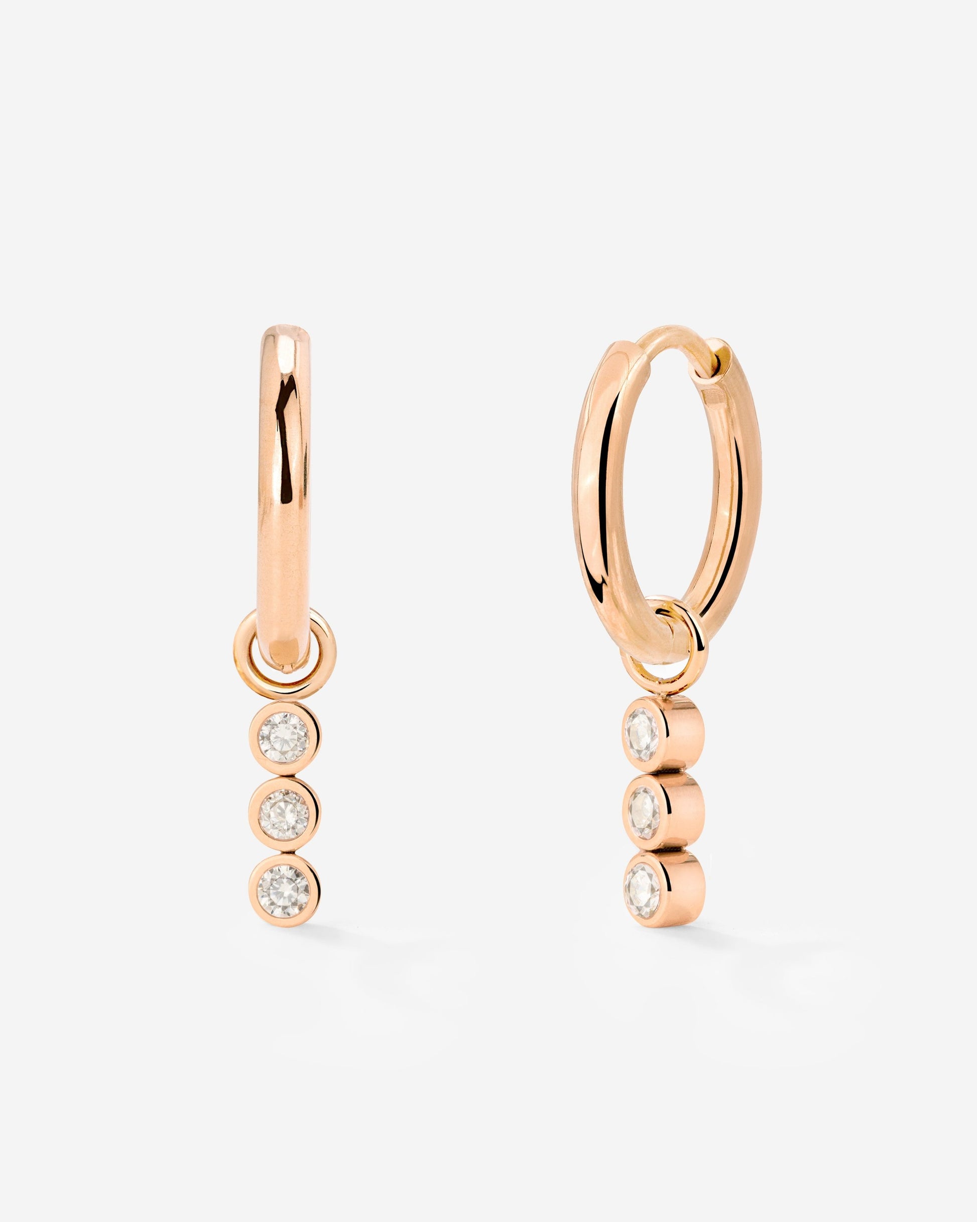 Bezel Bling Hoop Set Small Rose Gold