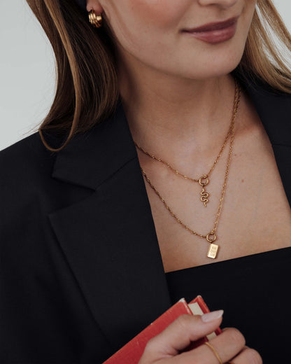 Serpent Singapore Chain Necklace Set Rose Gold