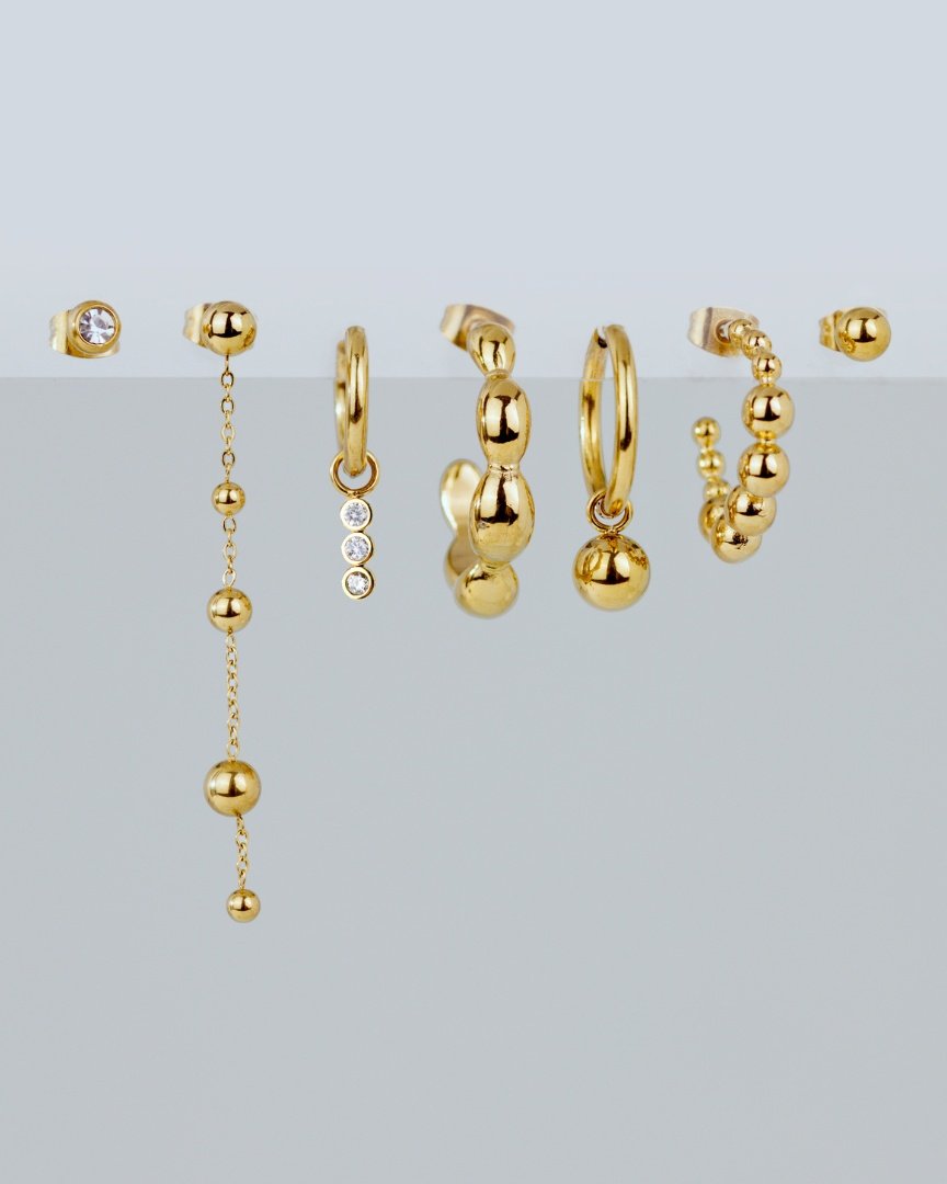 Bubbly Hoop Set Medium Silver
