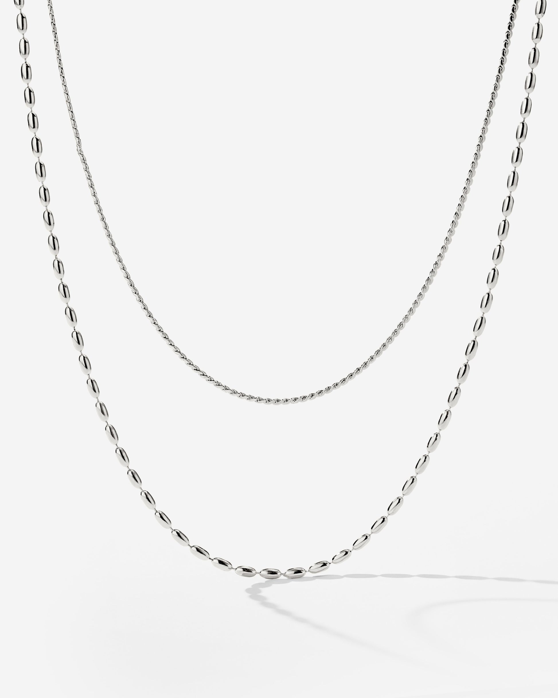 Droplet Double Necklace Silver