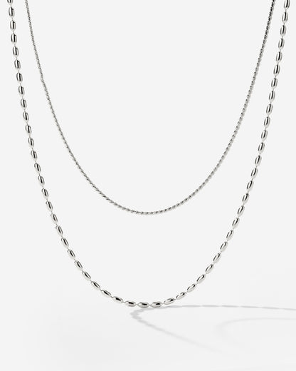Droplet Double Necklace Silver