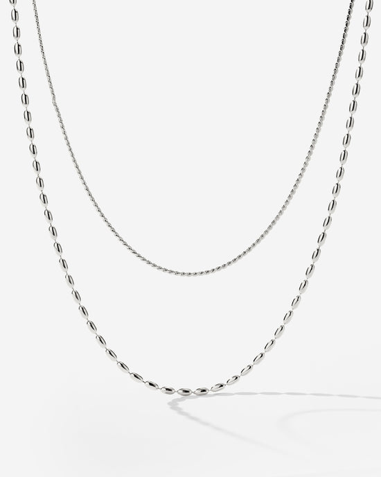 Droplet Double Necklace Silver