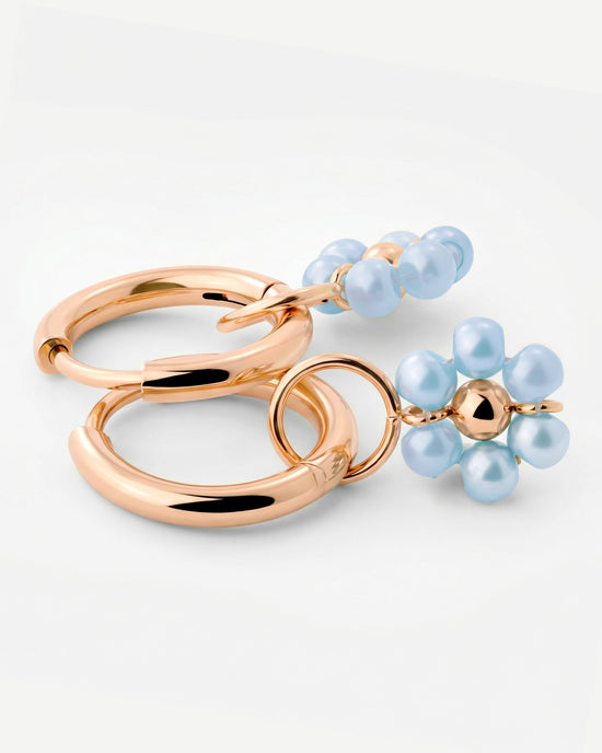 Forever Blue Daisy Hoop Set Small Rose Gold