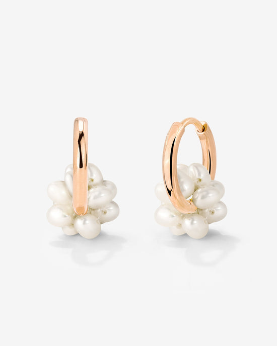 Pearl Cluster Hoops Rose Gold