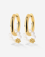 Chunky Flora Pearl Hoop Set Medium Gold