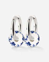 Chunky Flower Tile Hoop Set Medium Silver