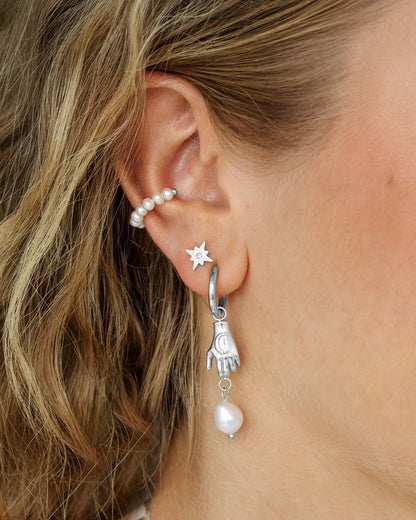 Shiny Anna Stud Earrings Silver