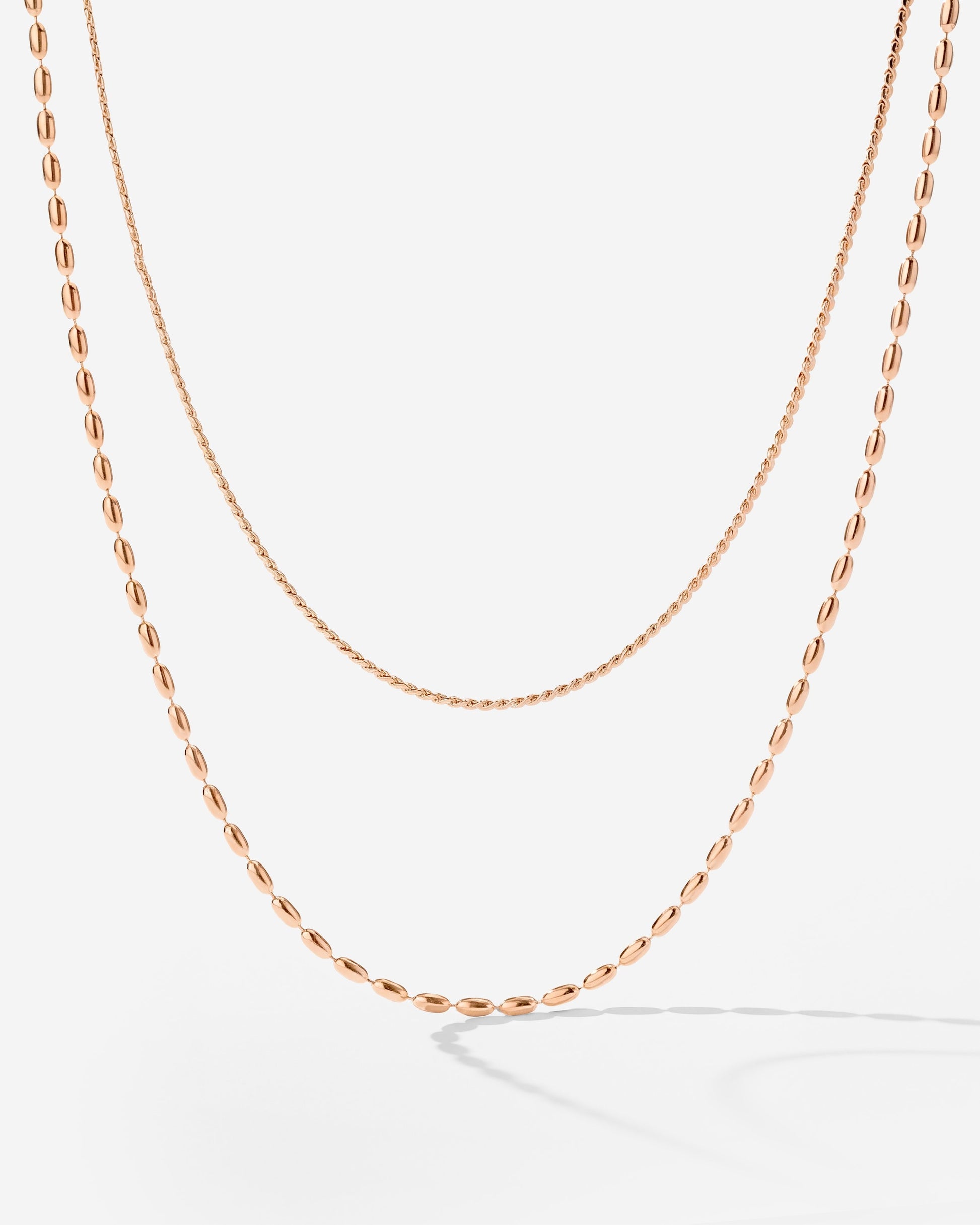 Droplet Double Necklace Rose Gold