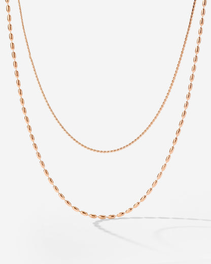 Droplet Double Necklace Rose Gold