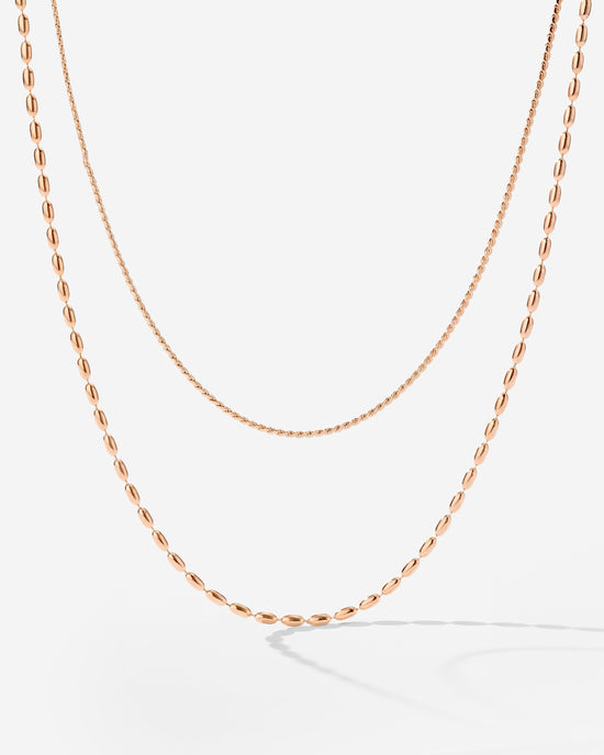 Droplet Double Necklace Rose Gold
