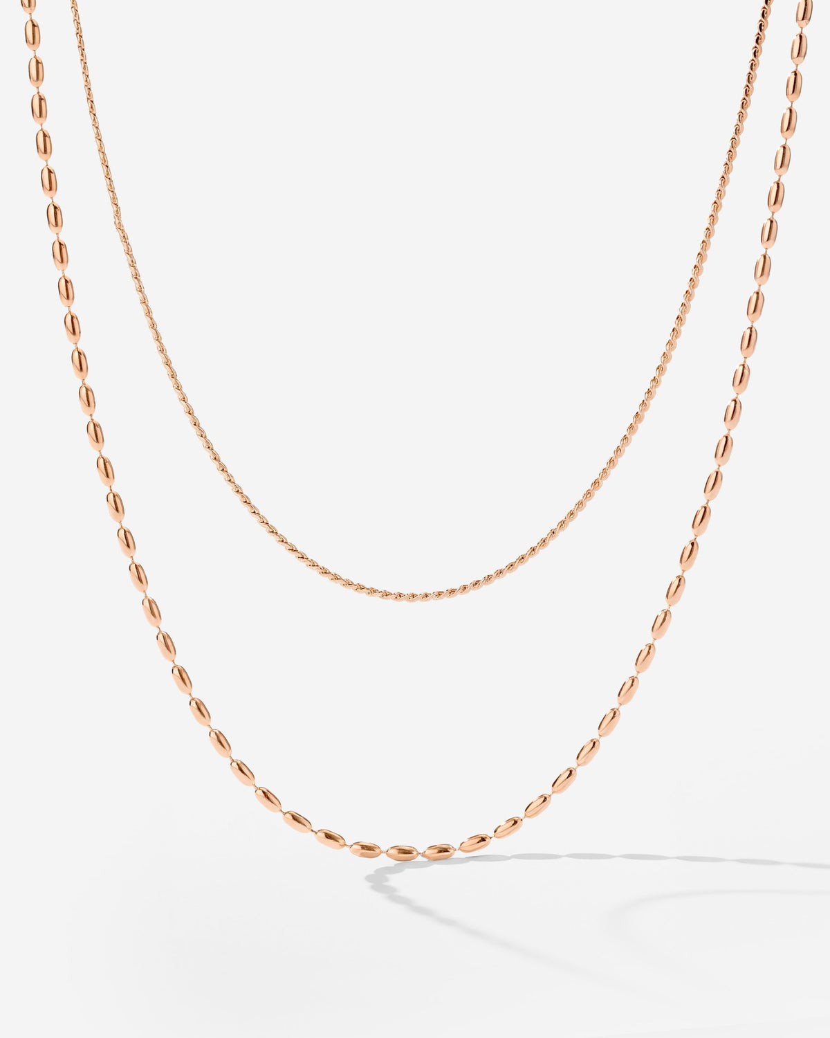 Droplet Double Necklace Rose Gold