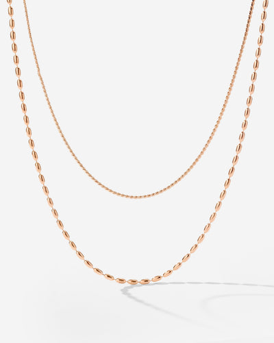 Droplet Double Necklace Rose Gold