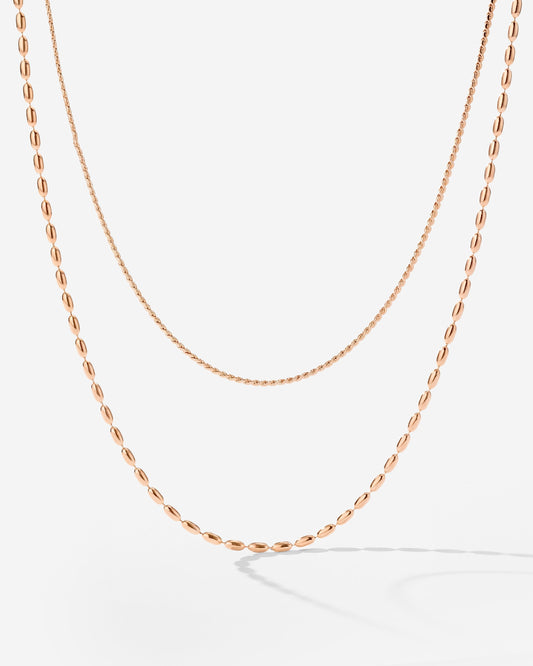 Droplet Double Necklace Rose Gold