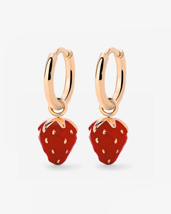 Strawberry Hoop Set Small Rose Gold