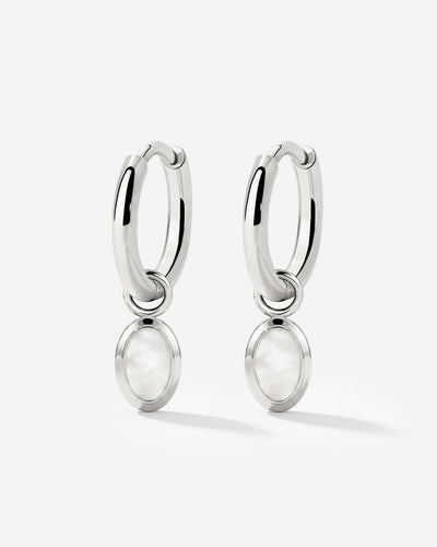 Mother of Pearls Hoop Set Silver