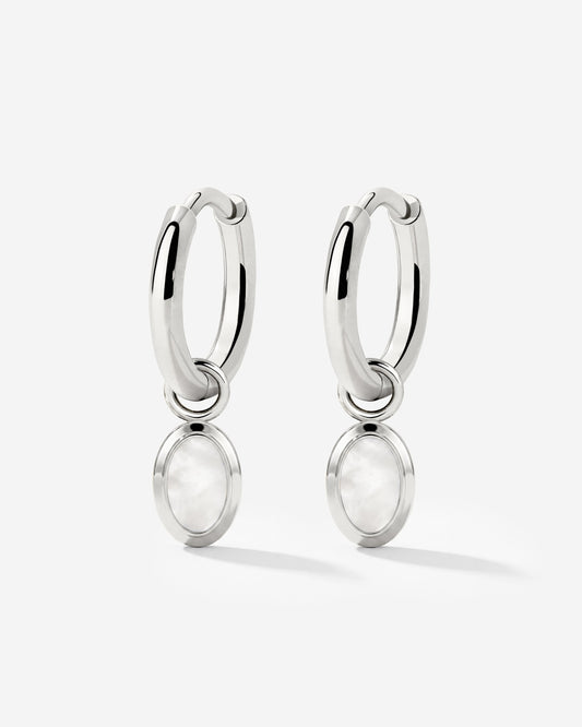 Mother of Pearls Hoop Set Silver