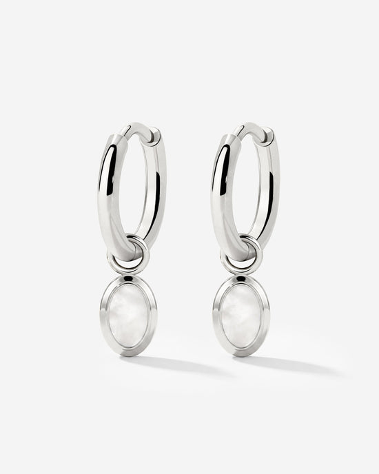 Mother of Pearls Hoop Set Silver