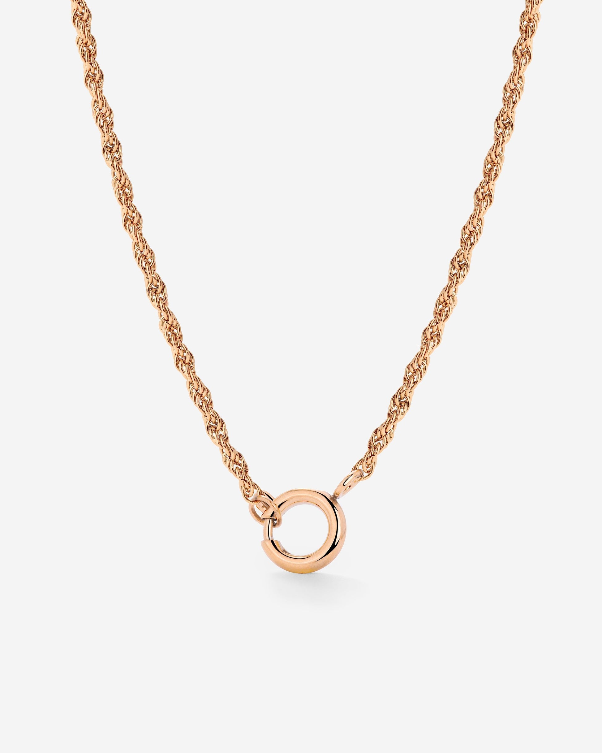 Rope Chain Charm Necklace Rose Gold