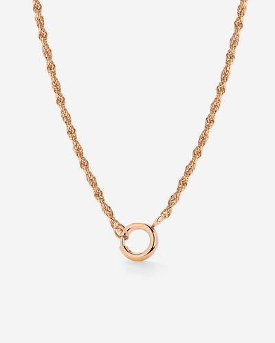 Rope Chain Charm Necklace Rose Gold