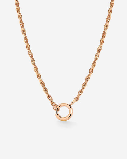 Rope Chain Charm Necklace Rose Gold