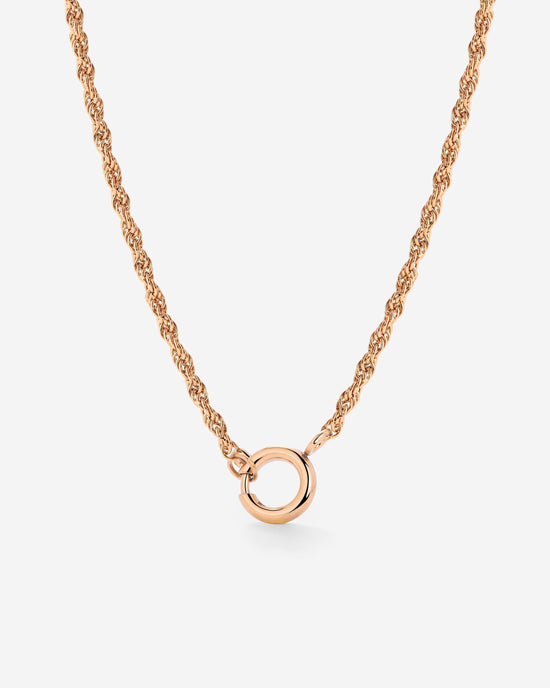 Rope Chain Charm Necklace Rose Gold
