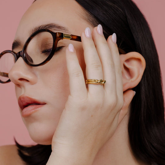 Twinsies Ring Stud Earrings Gold