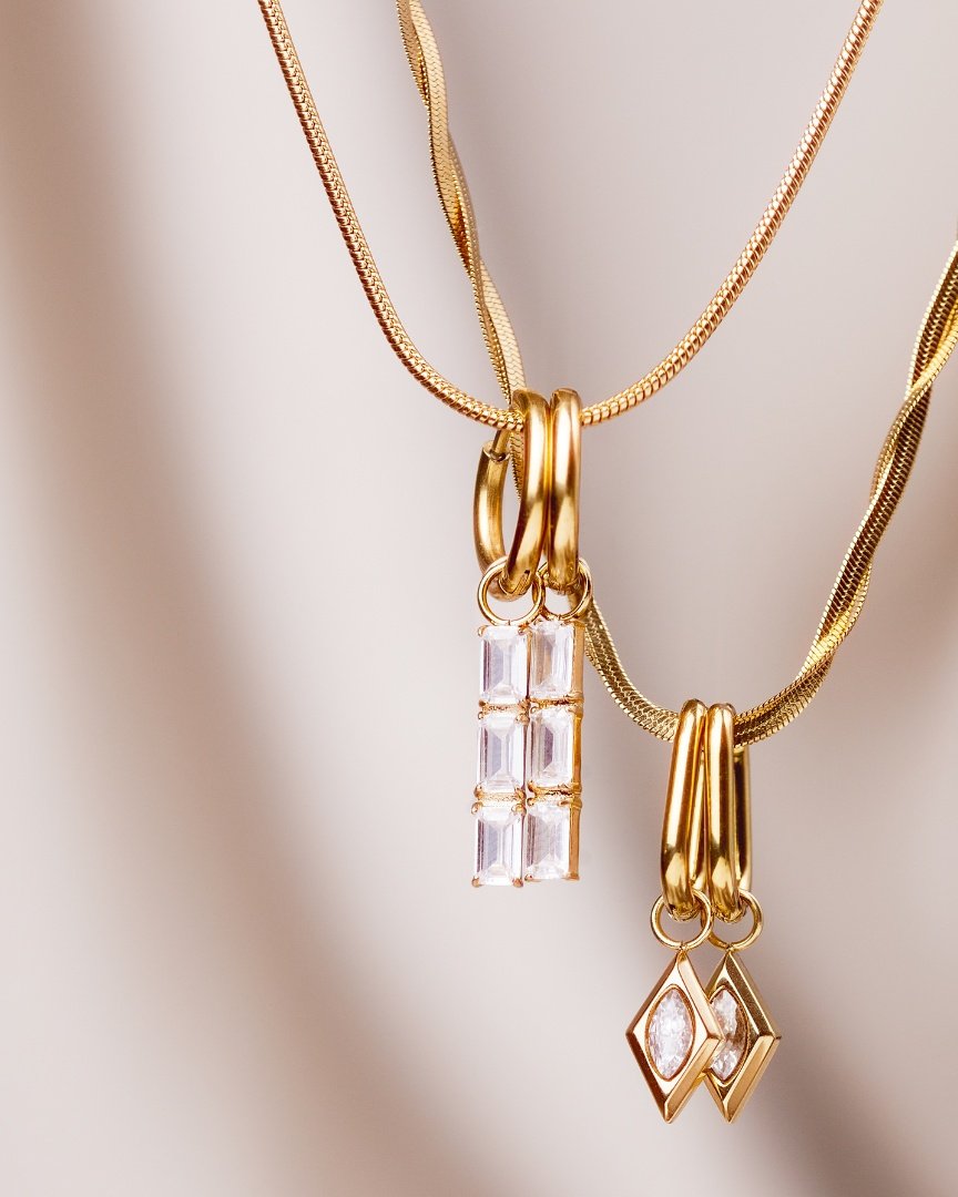 Baguette Bundle Hoop Set Small Gold