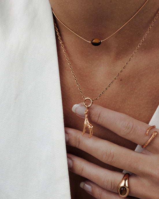 Giraffe Rope Chain Necklace Set Rose Gold