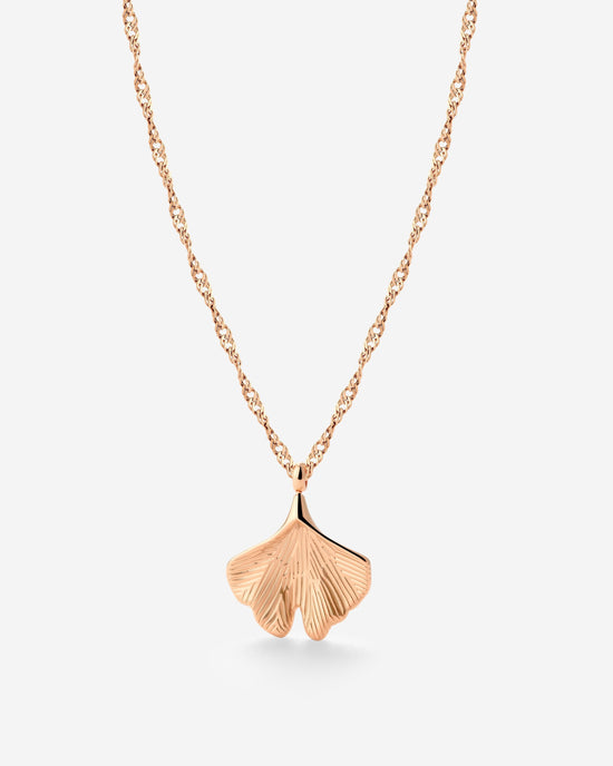 Ginkgo Leaf Necklace Rose Gold