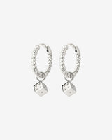 Lucky Dice Twisted Hoop Set Baby Silver