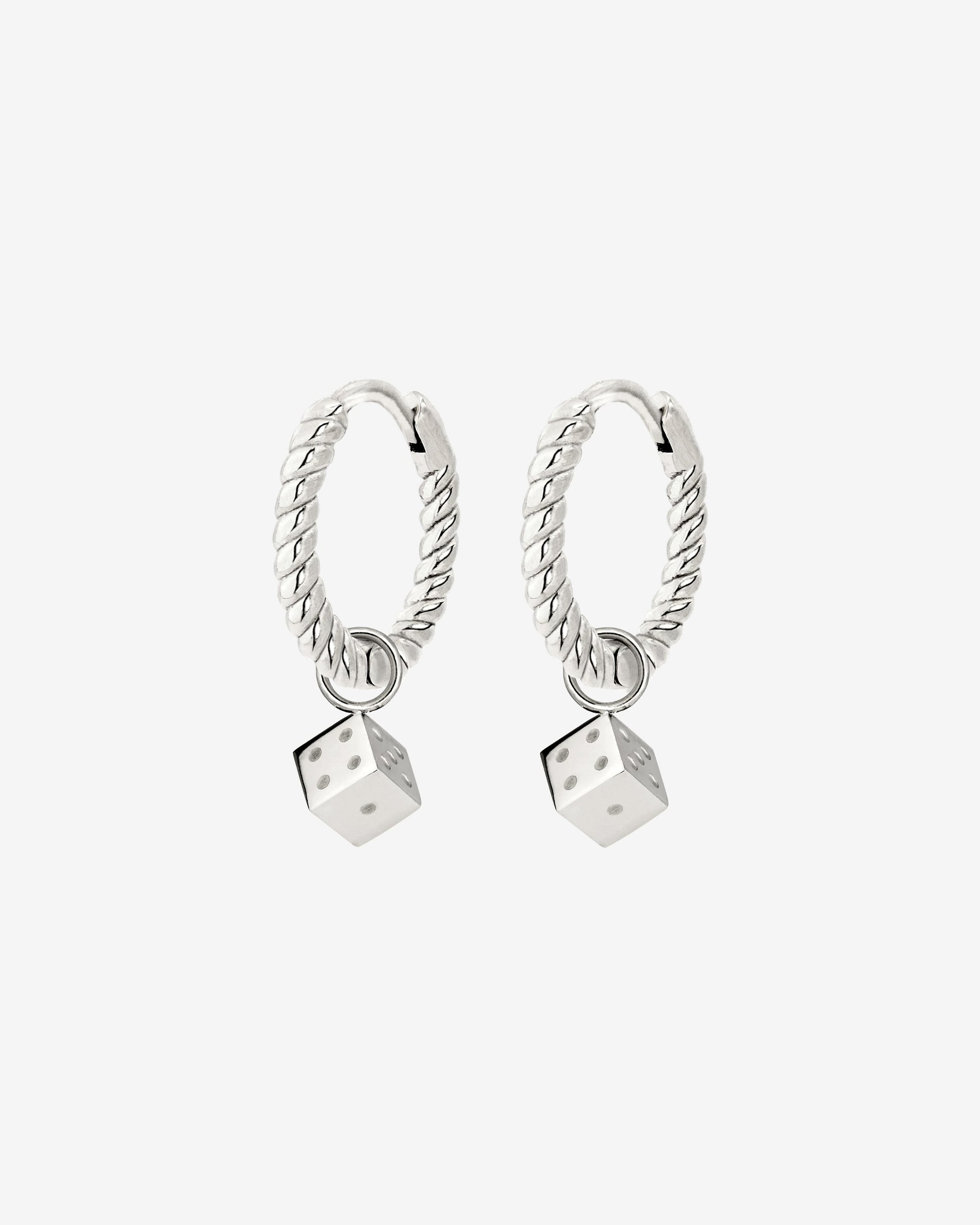 Lucky Dice Twisted Hoop Set Baby Silver