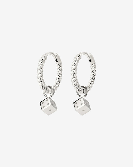 Lucky Dice Twisted Hoop Set Baby Silver