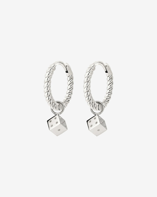 Lucky Dice Twisted Hoop Set Baby Silver