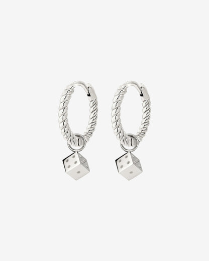 Lucky Dice Twisted Hoop Set Baby Silver