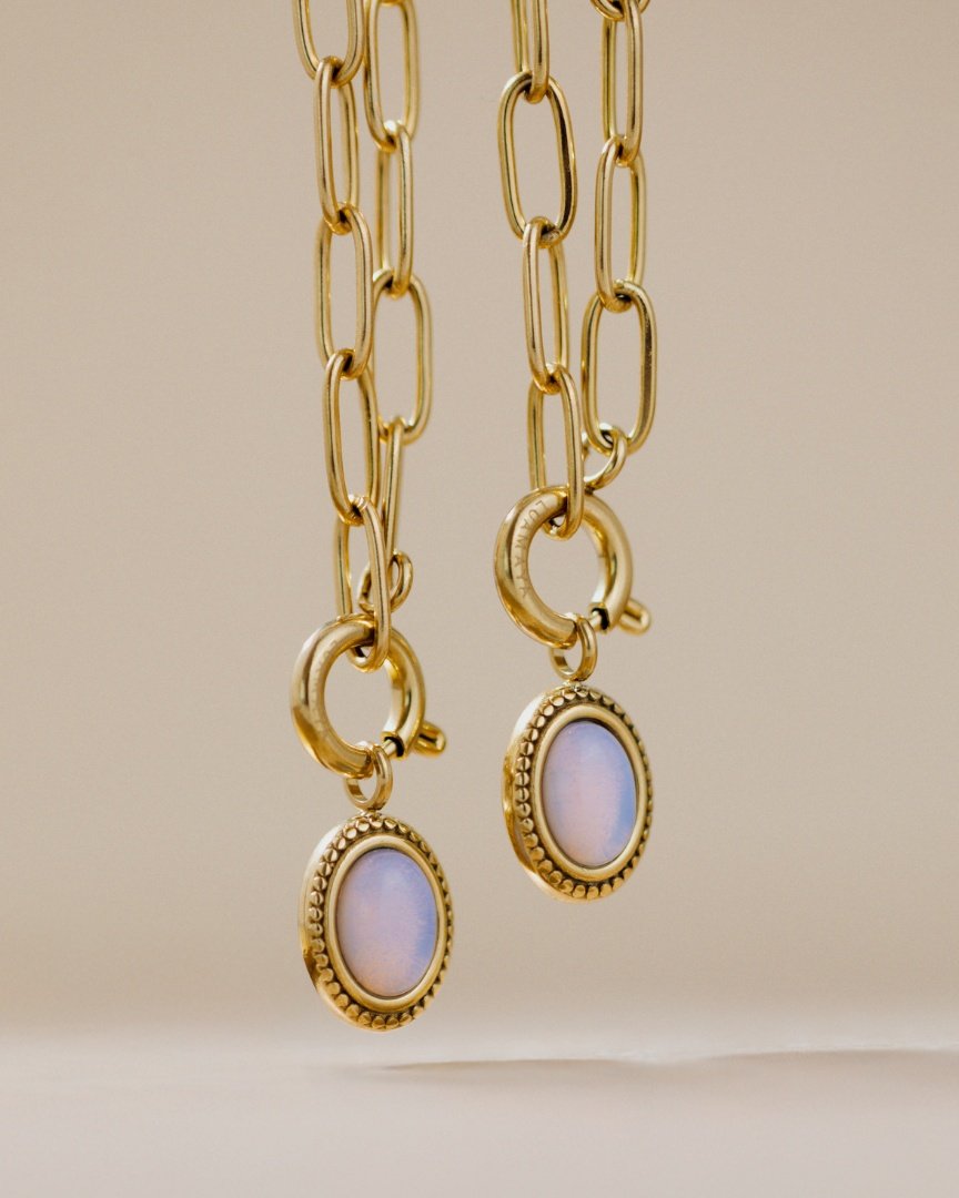 Opaline Oval Links Necklace Set Rose Gold