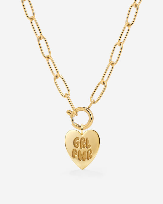 Girl Power Oval Links Necklace Set Gold