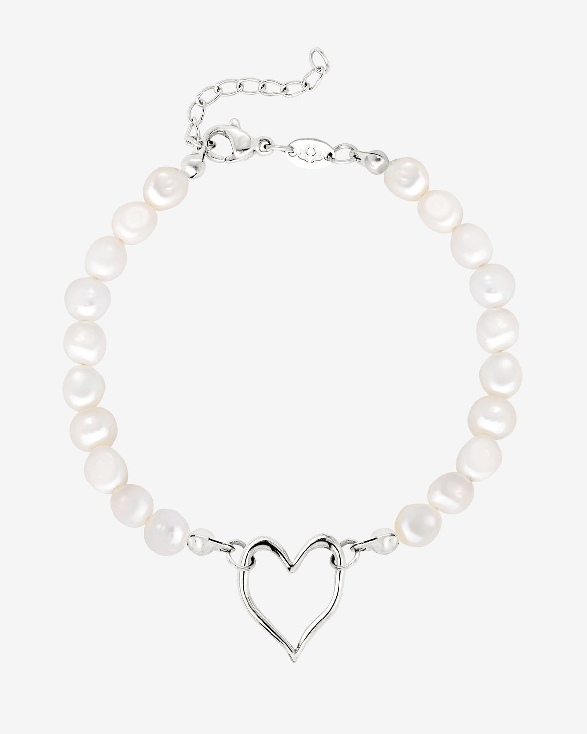 Melting Heart Pearl Bracelet Silver