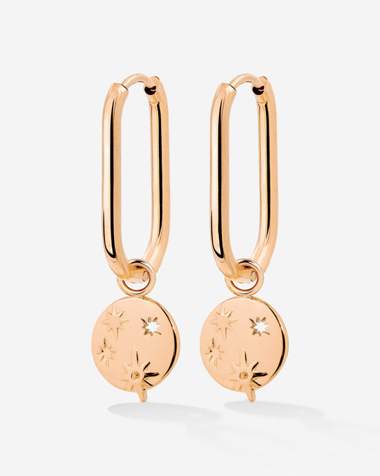 Shiny Stars Oval Hoop Set Small Rose Gold