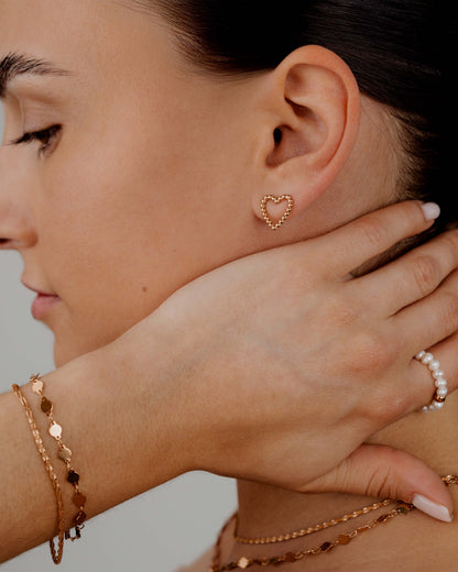 Heart of Gold Studs Rose Gold