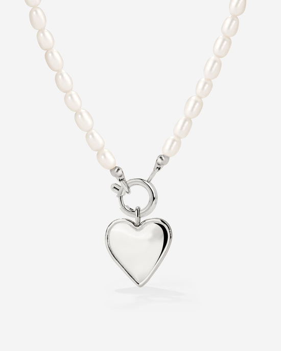 Heartie Pearly Necklace Set Silver