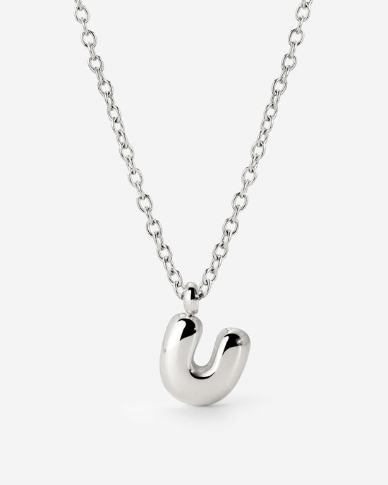 Bubble Letter Necklace Silver