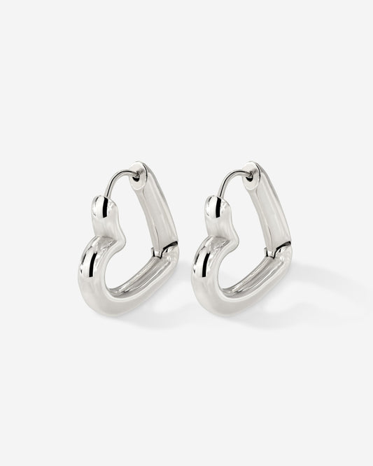 Phat Heart Hoops Small Silver